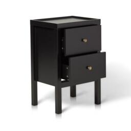Charlie Two Drawer Bedside Table in Noir Black - thumbnail 5