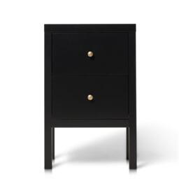 Charlie Two Drawer Bedside Table in Noir Black - thumbnail 3