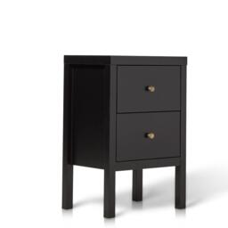 Charlie Two Drawer Bedside Table in Noir Black - thumbnail 4