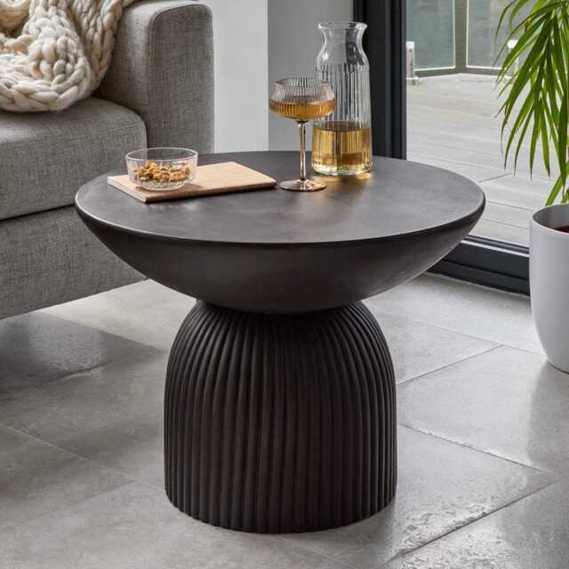 Zaliki Black Concrete Coffee Table by Laura James | ufurnish.com