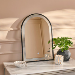 Ingham 65x45cm LED Arch Bathroom Mirror - Black - thumbnail 2