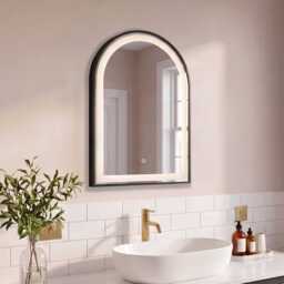 Ingham 65x45cm LED Arch Bathroom Mirror - Black