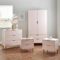 Gloria 4 Piece Bedroom Furniture Set - 3 Drawer Chest of Drawers - Blush Pink - thumbnail 1