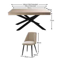 Amelia Whitewash Extendable Dining Table Set - 6 Seater - Freya Sand Dining Chairs - Black Legs - thumbnail 6