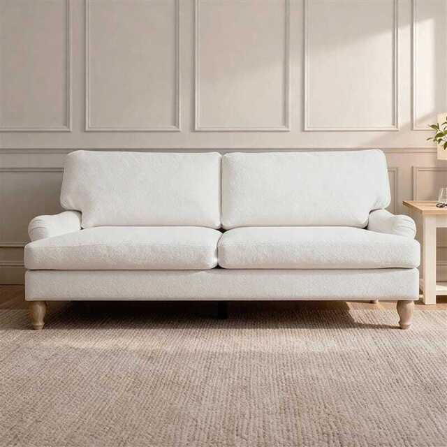Brea 3 Seater Sofa - Oyster White with Whitewash Oak Legs - image 1