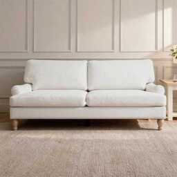 Brea 3 Seater Sofa - Oyster White with Whitewash Oak Legs