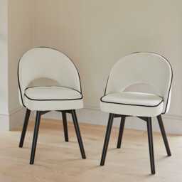 Levi Black Round Dining Table Set - 4 Seater - Marilyn Ivory Dining Chairs with Black Legs - thumbnail 3