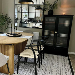 Lua Tall Cabinet in Noir Black with Fluted Glass - thumbnail 2