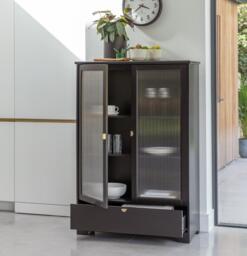 Lua Tall Cabinet in Noir Black with Fluted Glass - thumbnail 6
