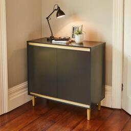 Iliana 2 Door Small Sideboard - Charcoal Grey & Gold Legs - thumbnail 3