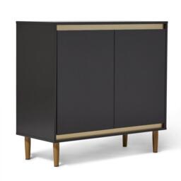 Iliana 2 Door Small Sideboard - Charcoal Grey & Gold Legs - thumbnail 4