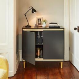 Iliana 2 Door Small Sideboard - Charcoal Grey & Gold Legs - thumbnail 2