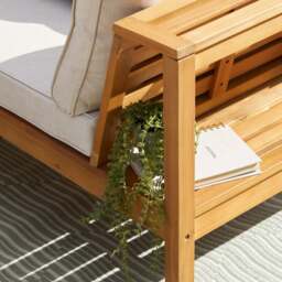 Dakota Wooden Garden Corner Sofa Set - Sand Cushions - thumbnail 3