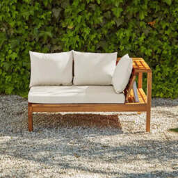Dakota Wooden Garden Corner Sofa Set - Sand Cushions - thumbnail 6