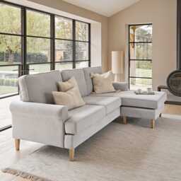 Annabelle Chaise Corner Sofa - Cloud Grey with Pale Oak Legs - thumbnail 2