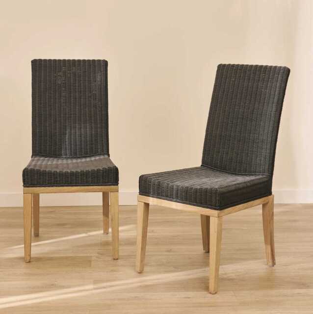 Reid Slate Grey Dining Chairs - Set of 2 - Whitewash Mindi Wood Legs - image 1