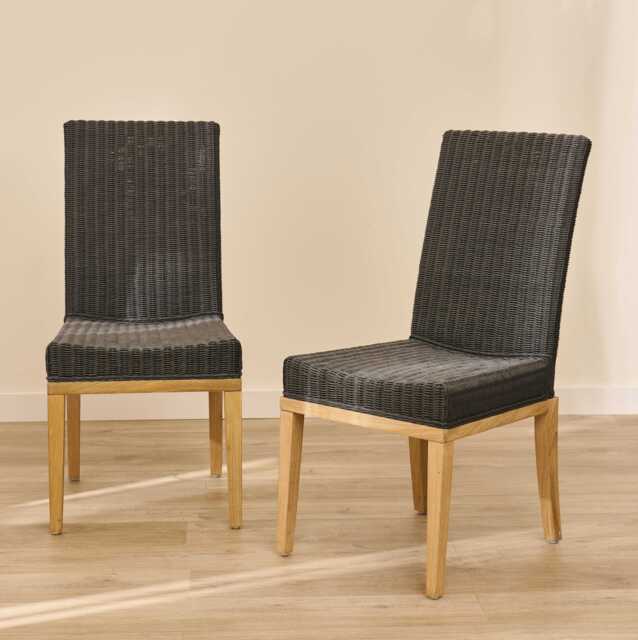 Reid Slate Grey Dining Chairs - Set of 2 - Whitewash Mindi Wood Legs - image 1
