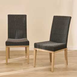 Reid Slate Grey Dining Chairs - Set of 2 - Whitewash Mindi Wood Legs - thumbnail 1