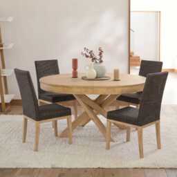 Reid Slate Grey Dining Chairs - Set of 2 - Whitewash Mindi Wood Legs - thumbnail 3
