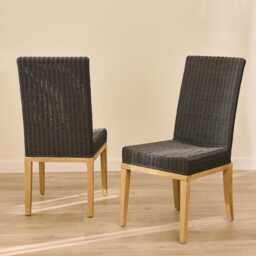 Reid Slate Grey Dining Chairs - Set of 2 - Whitewash Mindi Wood Legs - thumbnail 2