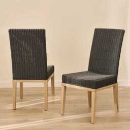 Reid Slate Grey Dining Chairs - Set of 2 - Whitewash Mindi Wood Legs - thumbnail 2