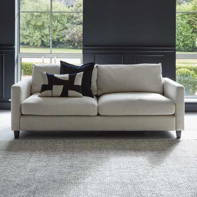 Ava 3 Seater Sofa - Light Beige Boucle with Black Oak Legs - image 1