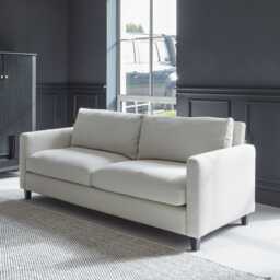 Ava 3 Seater Sofa - Light Beige Boucle with Black Oak Legs - thumbnail 4