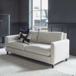 Ava 3 Seater Sofa - Light Beige Boucle with Black Oak Legs - thumbnail 3