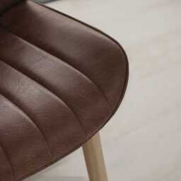 Bella Saddle Brown Faux Leather Dining Chairs - Set of 2 - Whitewash Oak Legs - thumbnail 4