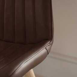 Bella Saddle Brown Faux Leather Dining Chairs - Set of 2 - Whitewash Oak Legs - thumbnail 2