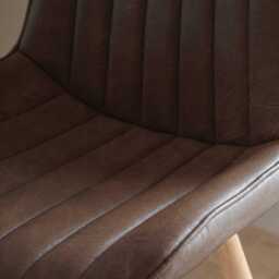 Bella Saddle Brown Faux Leather Dining Chairs - Set of 2 - Whitewash Oak Legs - thumbnail 3