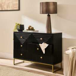 Rayna 6 Drawer Chest of Drawers - Jet Black - thumbnail 6