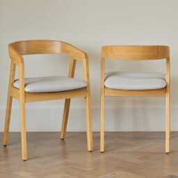Ella Fawn Linen Dining Armchairs - Set of 2 - Pale Oak Legs - thumbnail 2