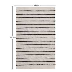 Evedon Black & Natural Striped Cotton Rug - 160 x 230cm - thumbnail 5