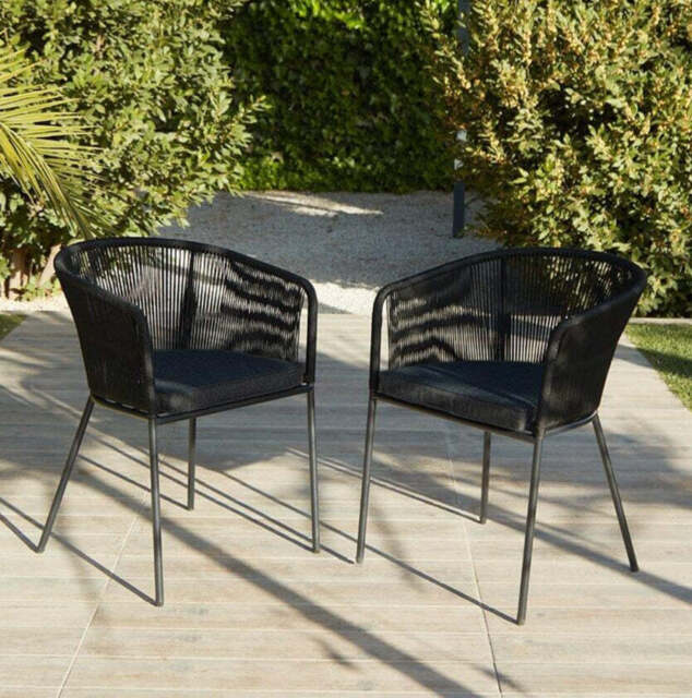 Hali Black Rope Chair with Cushions - Set of 2 - image 1