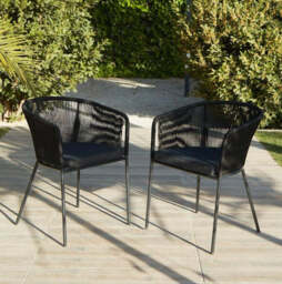 Hali Black Rope Chair with Cushions - Set of 2 - thumbnail 1