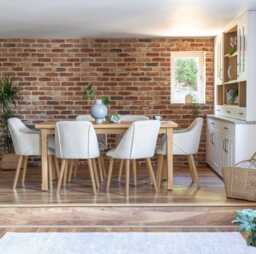 Ella Pale Oak Dining Table Set - 6 Seater - 2 Freya Sand Carver Chairs & 4 Dining Chairs - Whitewash Oak Legs - thumbnail 1