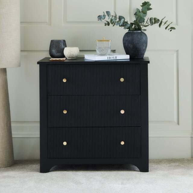 Jade 3 Drawer Chest of Drawers - Jet Black - image 1
