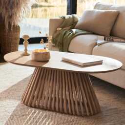 Willow Whitewash Oval Coffee Table - thumbnail 2