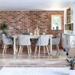 Ella Pale Oak Dining Table Set - 6 Seater - 2 Freya Grey Carver Chairs & 4 Dining Chairs - Whitewash Oak Legs - thumbnail 1