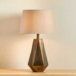 Elcombe Bronze Lamp & Coningsby Taupe Cotton Lampshade - 35cm - thumbnail 2