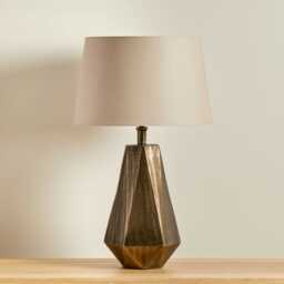 Elcombe Bronze Lamp & Coningsby Taupe Cotton Lampshade - 35cm - thumbnail 1