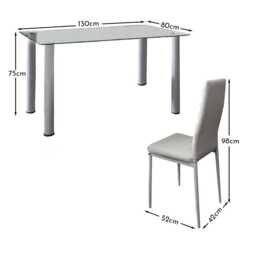 Anya Glass Dining Table Set - 6 Seater - White Faux Leather Dining Chairs - thumbnail 6