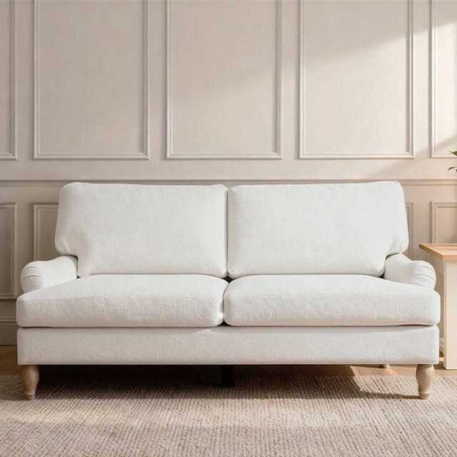 Brea 2 Seater Sofa - Oyster White with Whitewash Oak Legs - image 1