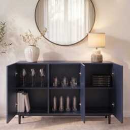 Jack 3 Door Large Sideboard - Geometric Blue - thumbnail 3