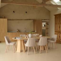 Farren Whitewash Oak Oval Dining Table Set - 6 Seater - Freya Sand Dining Chairs - Whitewash Oak Legs - thumbnail 2