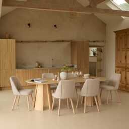 Farren Whitewash Oak Oval Dining Table Set - 6 Seater - Freya Sand Dining Chairs - Whitewash Oak Legs - thumbnail 2