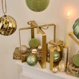 Falun Metal Present Ornaments - Set of 2 - Gold - thumbnail 3