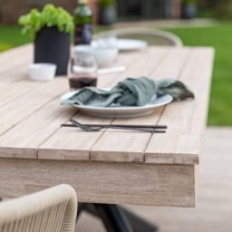 Amelia 6 Seater Wooden Garden Dining Set with 6 Hali Natural Chairs - Light Brushed Acacia with Black Legs - thumbnail 6