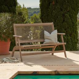 Akira Wooden Garden Rope Folding Bench - thumbnail 1